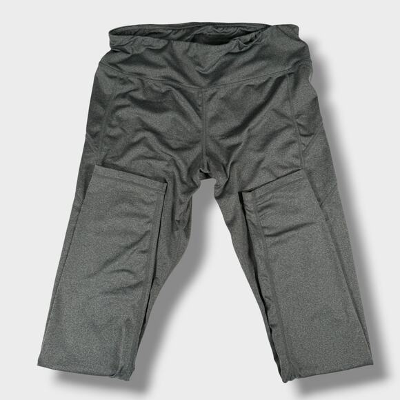 Reebok Workout Leggings Size L Gray High Rise Crop Pocket Stretch Activewear - Picture 2 of 9